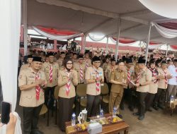 Danramil 421-09/TJB mengahadiri Kegiatan Apel Besar Hari Pramuka ke-65 Digelar di Bumi Perkemahan Kotabaru Lampung Selatan