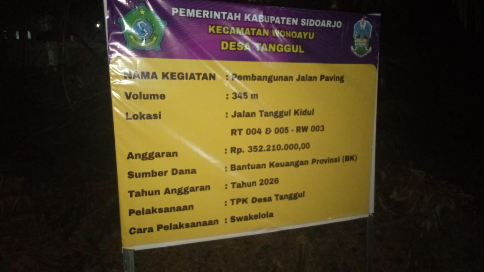 Proyek Paving Rp 352 Juta di Desa Tanggul Wonoayu Diduga Dikerjakan Pihak Ketiga Secara Borongan 1 IMG 20261023 WA0007